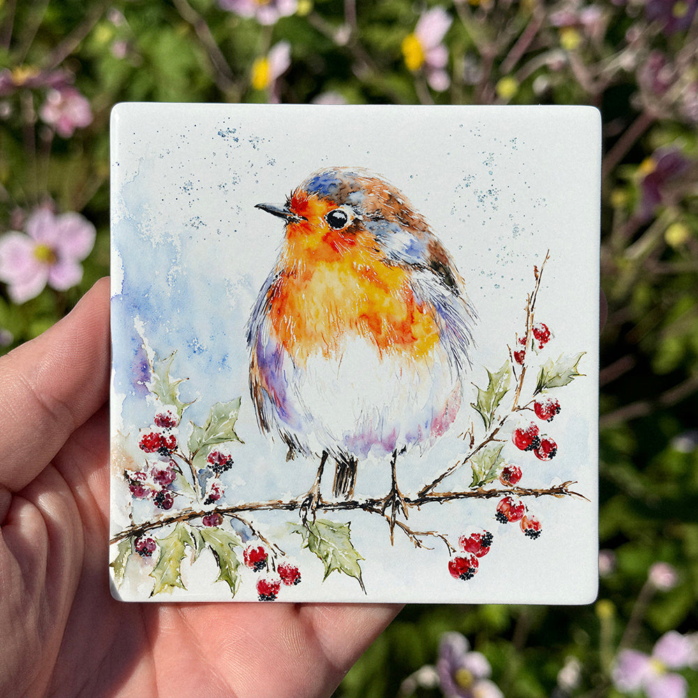 The Winter Robin - Ceramic Coaster