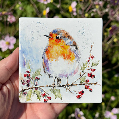 The Winter Robin - Ceramic Coaster