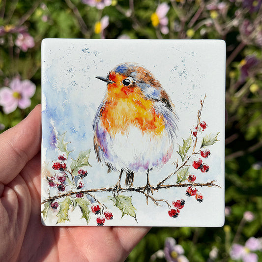 The Winter Robin - Ceramic Coaster
