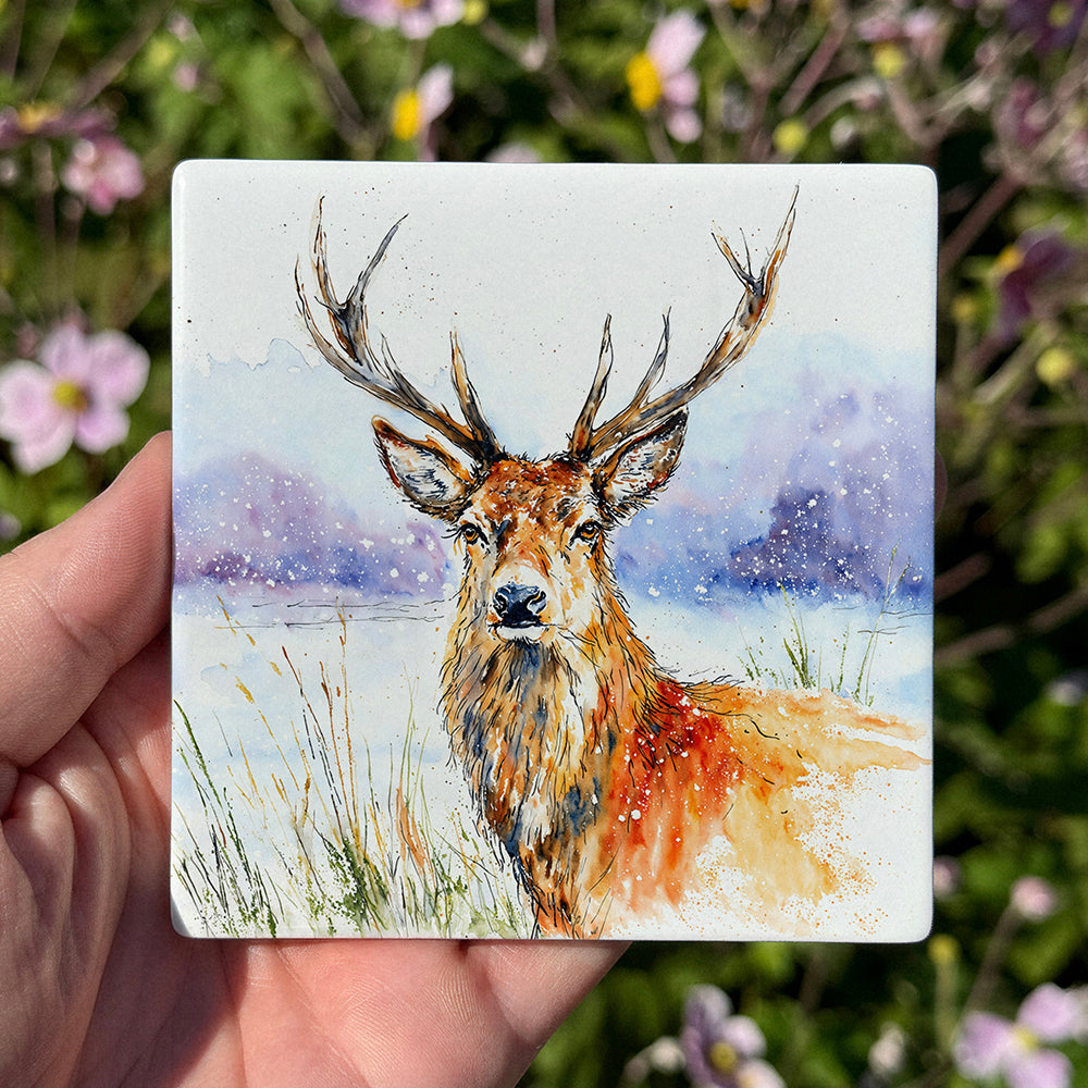 The Winter Stag - Ceramic Coaster