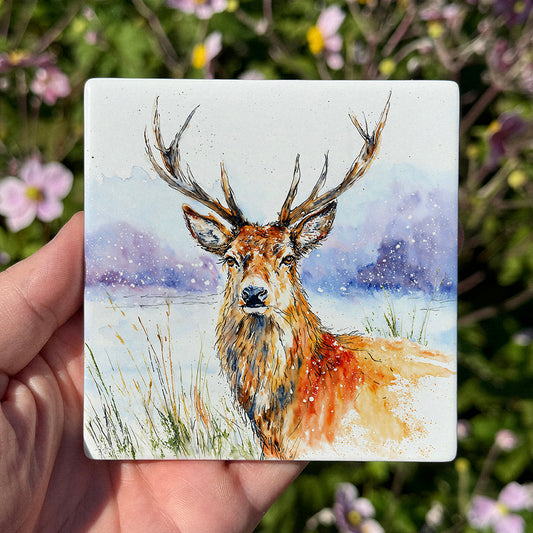 The Winter Stag - Ceramic Coaster